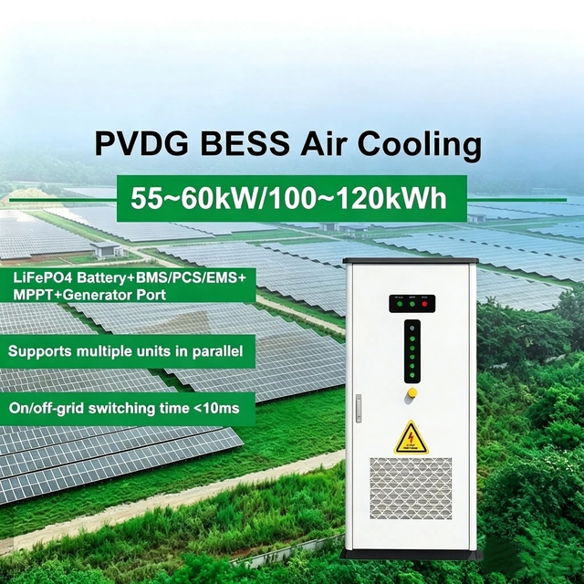 100kWh+55kW Industrial Energy Storage Solution with LiFePO4 Battery and IP54 Protection Hybrid PV-Diesel Microgrid BESS Cabinet